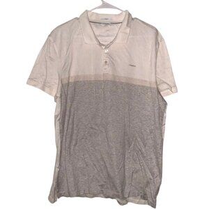 Calvin Klein Mens Slim Fit Polo Shirt XX-Large Gray & White 100% Cotton Merceriz